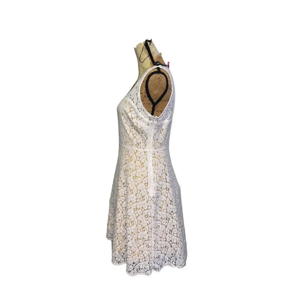 I Heart Ronson Cream Sleeveless Tank‎ Dress With Gold Lining - Size 8
